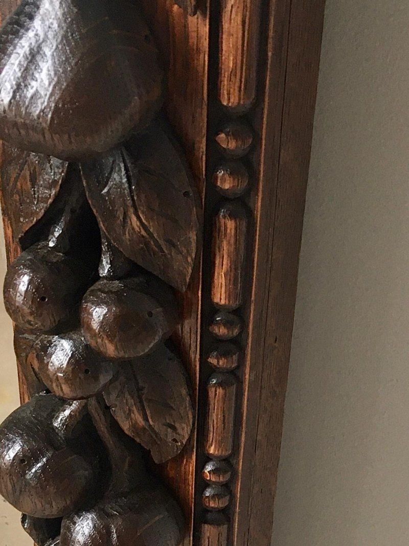 Antique Victorian 19th Century Carved Oak Free Standing Mirror - Image 7